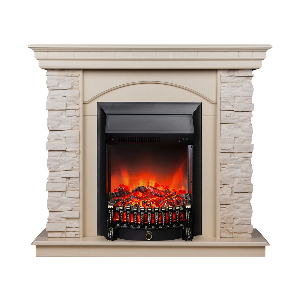 Электрокамин RealFlame Elford WT белый дуб с очагом Fobos Lux Black