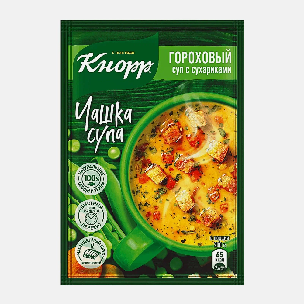 Быстрорастворимый суп Кнорр Чашка супа Гороховый с сухариками 21г