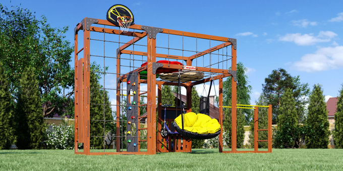 Детская площадка Савушка КУБ-2 (Махагон) с подушками