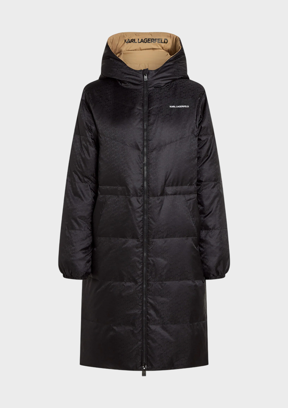 Пуховик двухсторонний KARL LAGERFELD Reversible Long Logo Down Coat