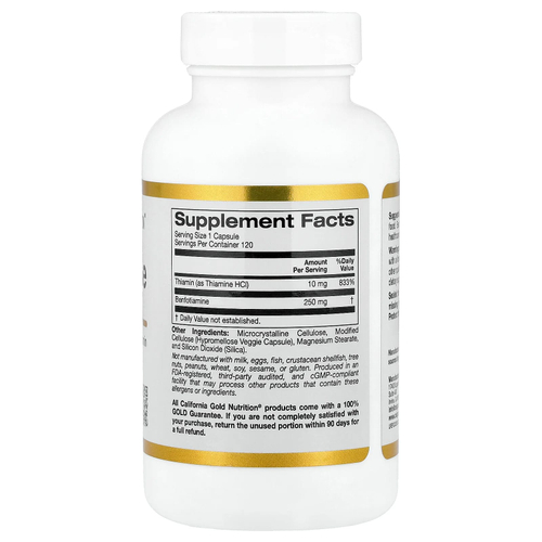 California Gold Nutrition, бенфотиамин и тиамин, 250 мг, 120 растительных капсул