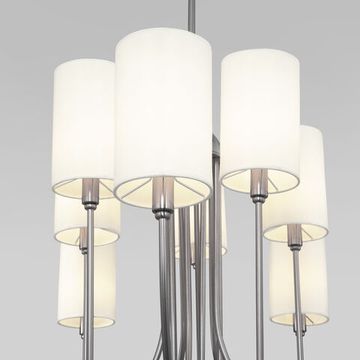 Умная подвесная люстра с тканевыми абажурами 10*E14 60164/10 никель Abbey Eurosvet