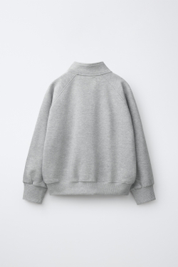 ZARA ОДНОТОННАЯ ТОЛСТОВКА С НАШИВКОЙ, СЕРЫЙ МЕЛАНЖ