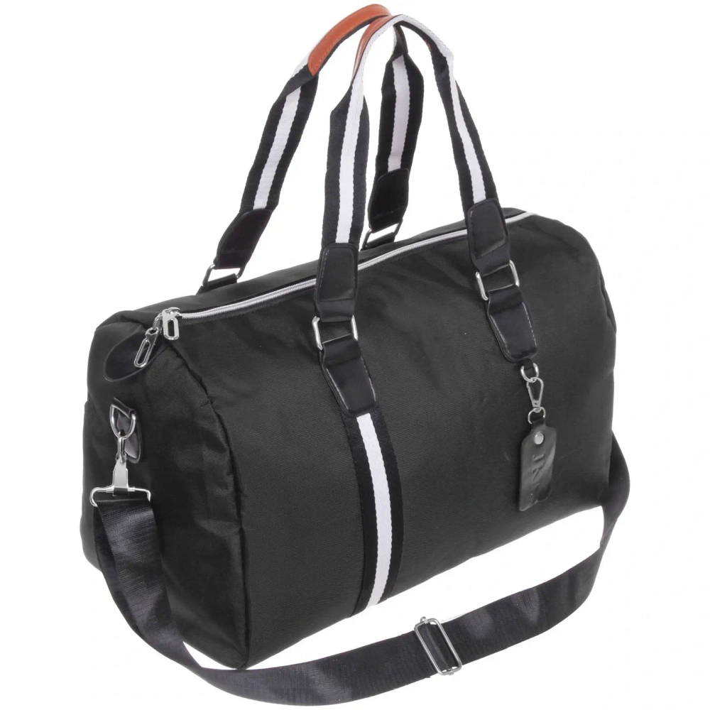 Сумка спортивная «Sports style», на молнии, с белой полосой, цвет черный, 40*22*26 см