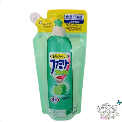 Средство для мытья посуды с ароматом Лайма KAO Family Fresh, мягкая упаковка 220 мл.