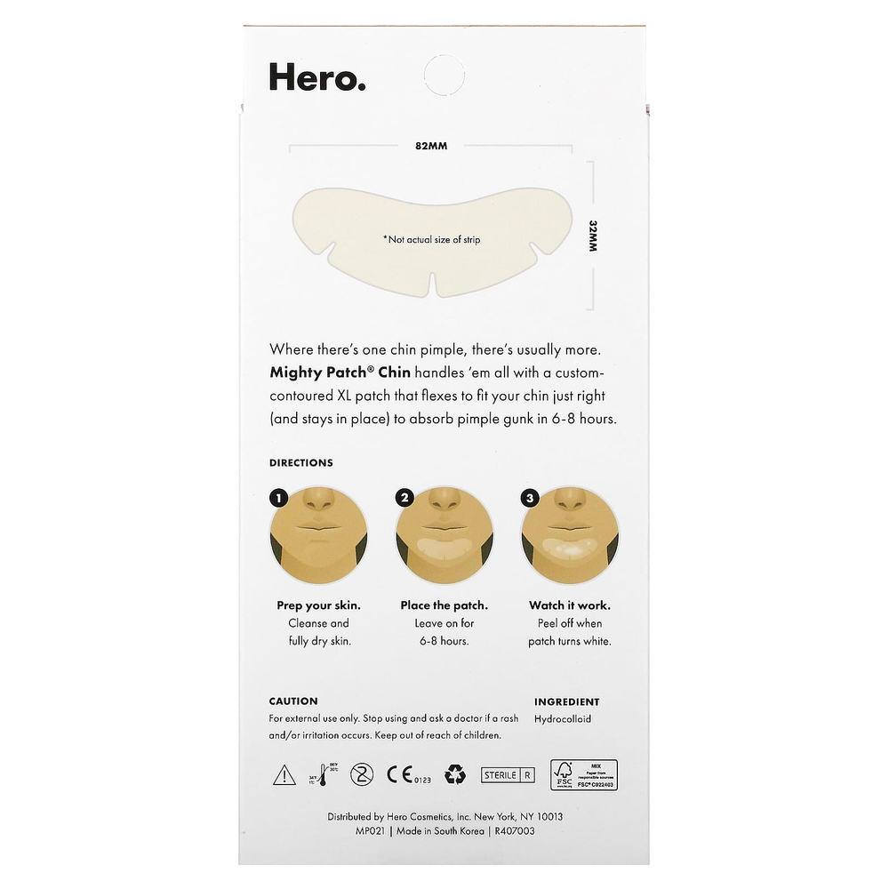 Hero Cosmetics, Mighty Patch®, подбородок, 10 гидроколлоидных патчей