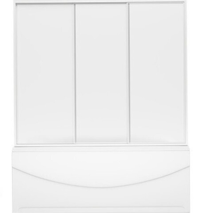 Шторка раздвижная на борт ванны BAS 130x145 профиль белый стекло матовое