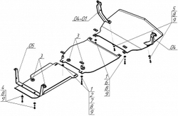 Защита алюминиевая 5мм Р,Д,КПП,РК Mercedes-Benz R350 для Mercedes R-class 2006-2013 MOTODOR.31203