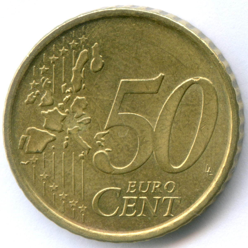 50 евроцентов 2001 год. Испания. Регулярный выпуск. Тип 1. Нордик XF+