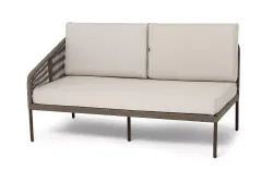 "Канны" правый модуль плетеный из роупа, каркас алюминий коричневый (RAL8016) муар, роуп коричневый круглый, ткань бежевая 035