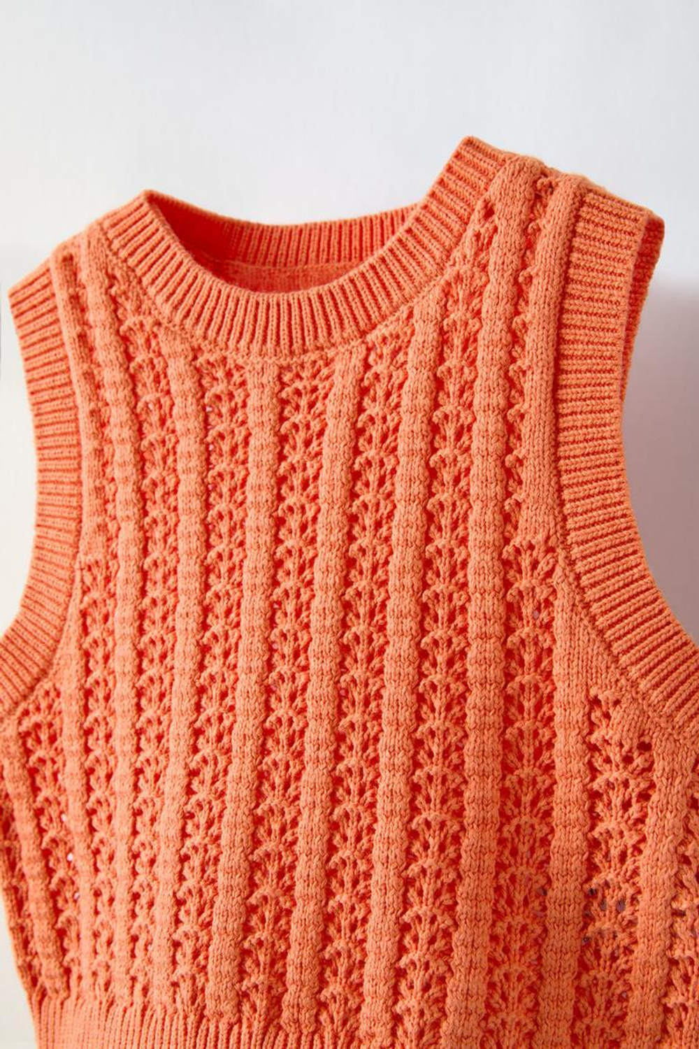 ZARA ТОП ИЗ КРУЖЕВА КРОШЕ, ОРАНЖЕВЫЙ