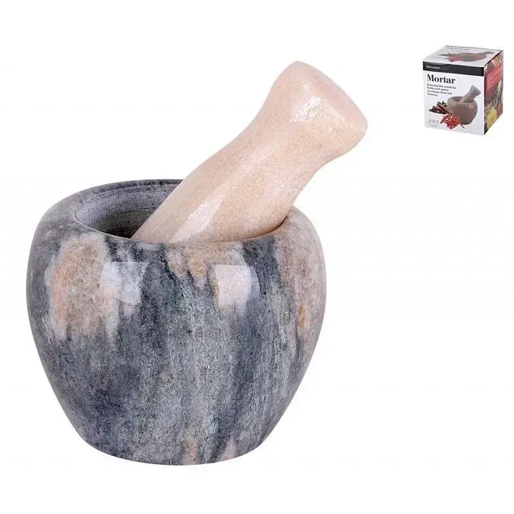 Ступка с пестиком 8см мрамор крем.