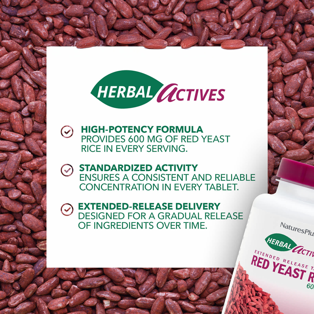 NaturesPlus, Herbal Actives, красный ферментированный рис, 600 мг, 60 таблеток