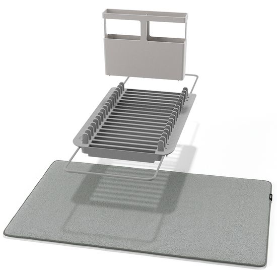 Коврик для сушки посуды с полкой для раковины udry 51х17х57 см, темно-серый