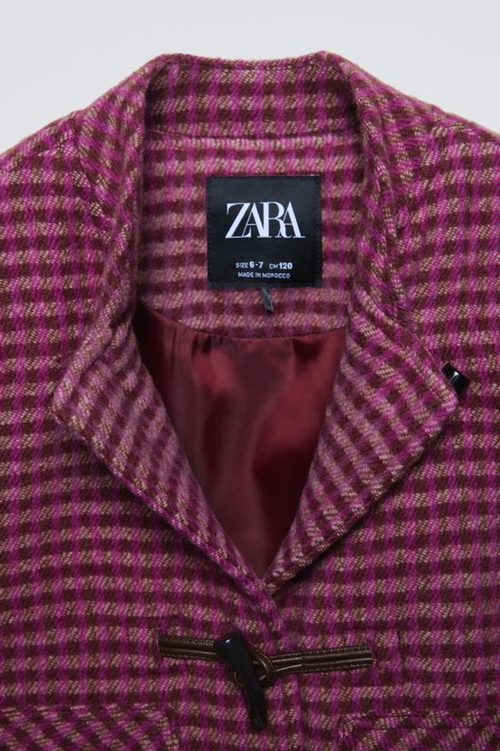 ZARA КУРТКА-ТОГГЛ В КЛЕТКУ, ПУРПУРНЫЙ