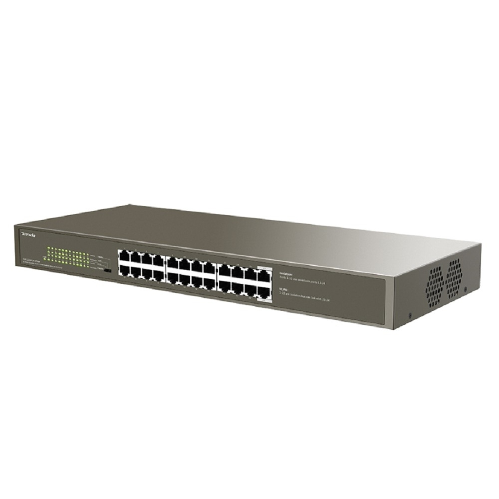 Коммутатор TENDA TEG1124P-24-250W Коммутатор в стойку 24-Ports 10 / 100 / 1000 Base-T 24-Ports PoE(PoE бюджет 225W)