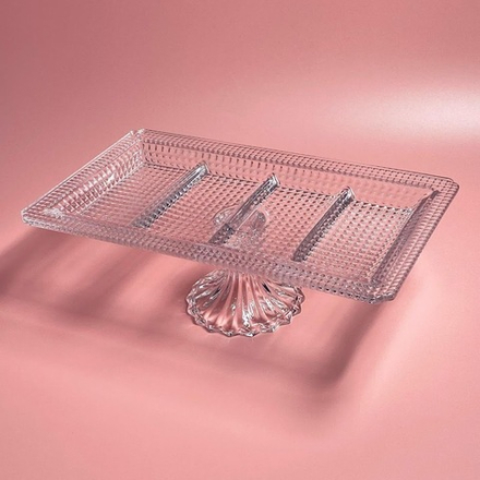 Lenardi 588-693 Прямоугольная менажница 37,2х22,5х12,5см на ножке в под.уп.(х6)Стекло