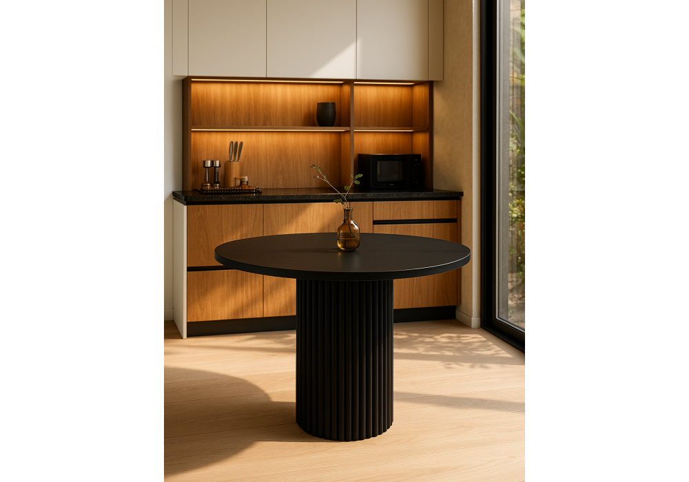 Стол деревянный Woodville Барел 90 черный, черный, ножки черные