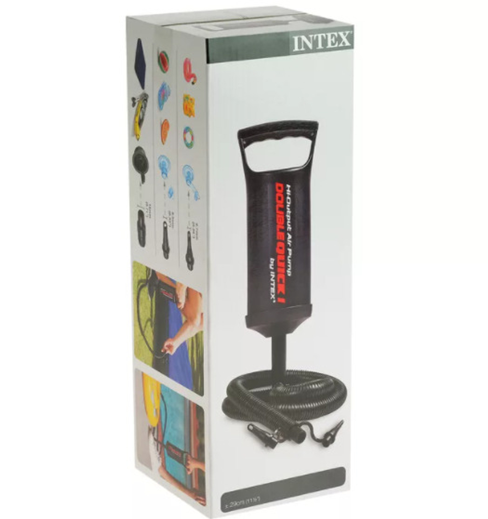Насос ручной Intex 68615 Double Quick III (48 см) для матраса и бассейна, Большой воздушный механический насос для лодки ПВХ