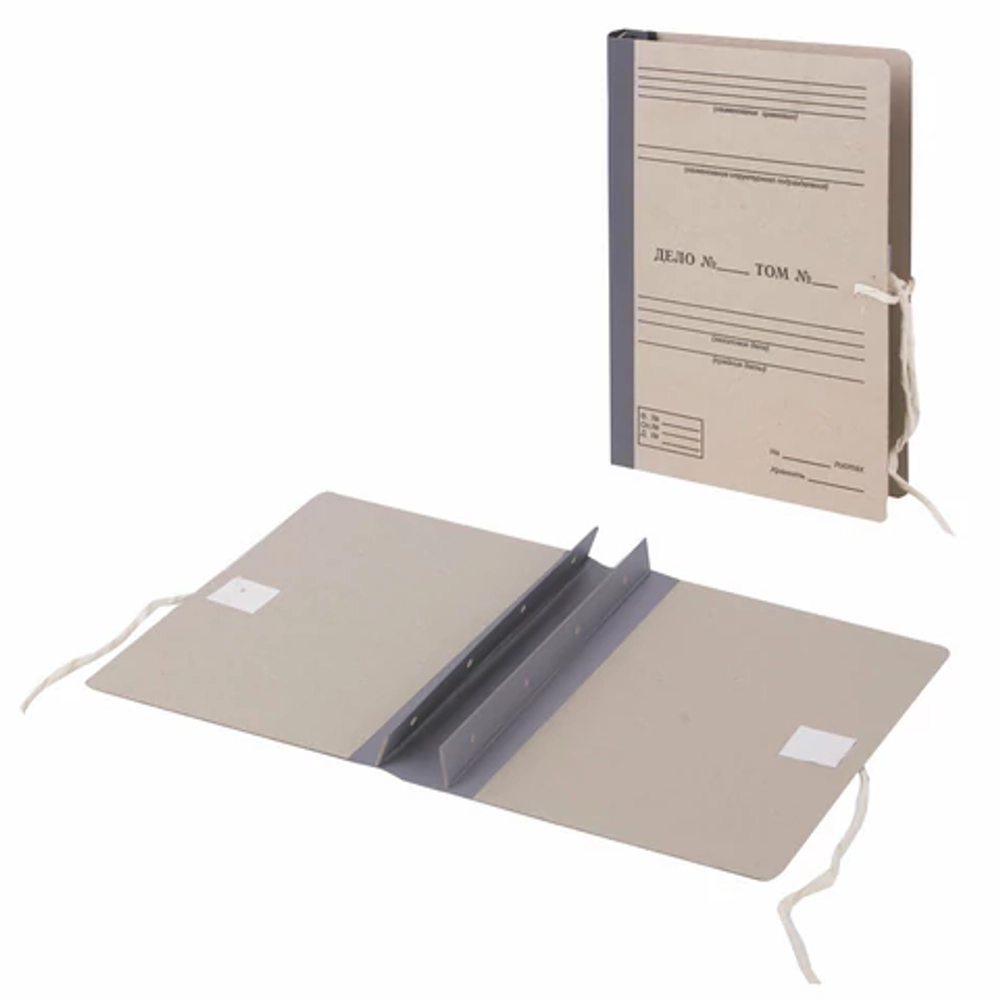 Папка архивная для переплета "Форма 21", 40 мм, с гребешками, БУРАЯ, 4 отверстия, завязки