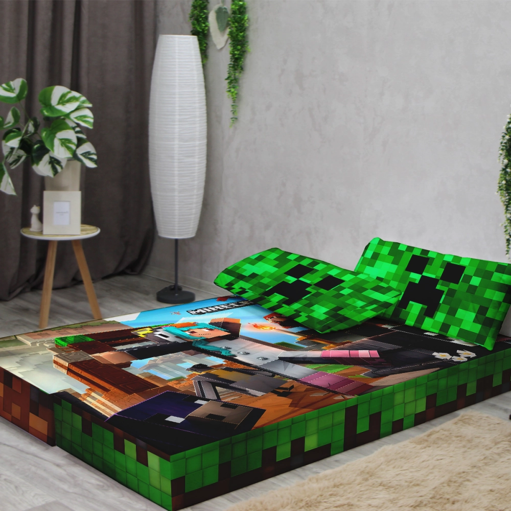 Бескаркасный диван кровать раскладной "Minecraft"