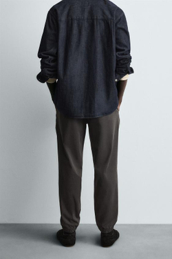 ZARA ЗАУЖЕННЫЕ БРЮКИ-ДЖОГГЕРЫ, ТЕМНО-СЕРЫЙ