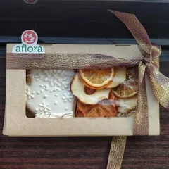 Набор новогодний с фруктовыми чипсами и пряником  100 г.