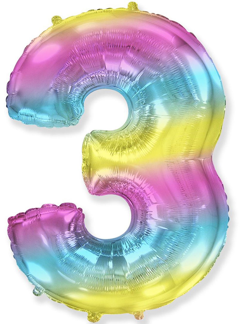 FM Шар диагональная радуга градиент "Цифра 3" 102 см (БГ-60) 
