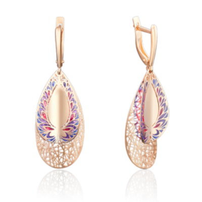 Серьги с английским замком из красного золота c эмалью Артикул: 02-3781-00-000-1110-48