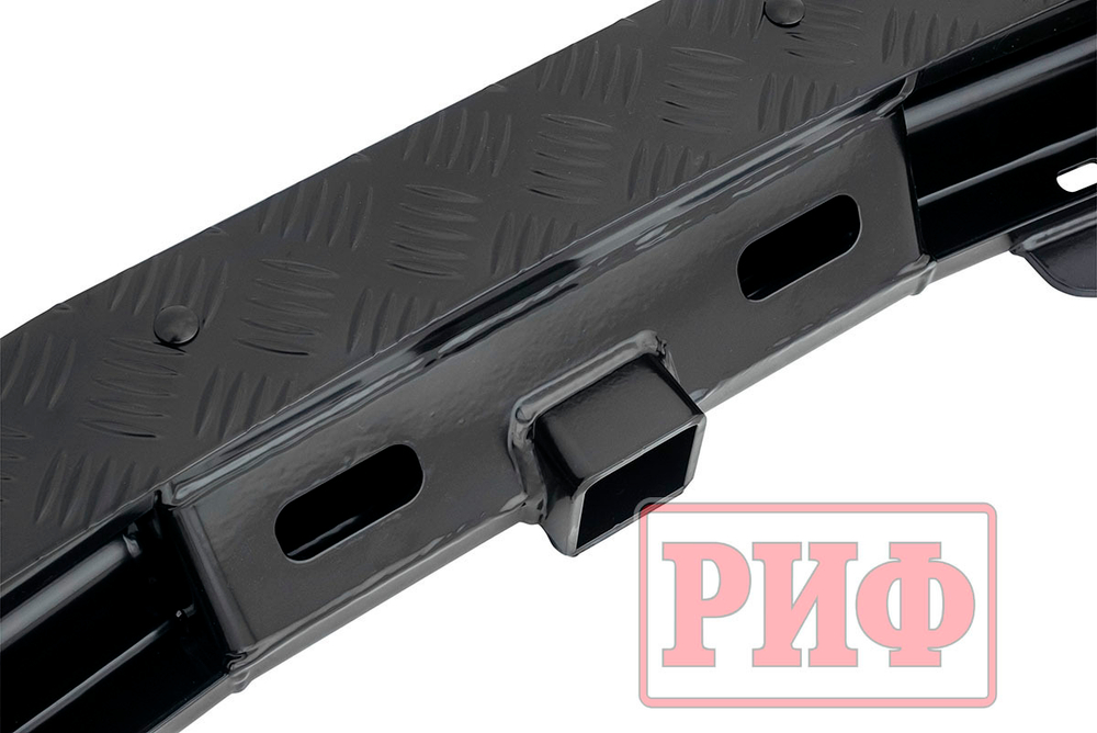 Бампер задний силовой/защита штатного бампера Renault Duster 2015-2020 c квадратом под фаркоп, калиткой, подсветкой номера РИФ