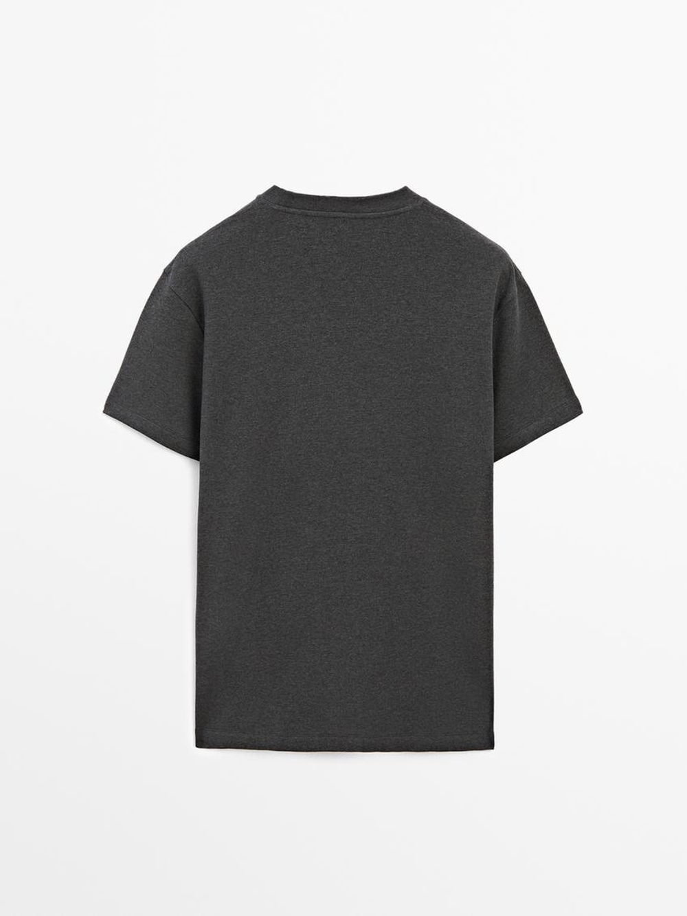 Massimo Dutti Хлопковая футболка-поло с короткими рукавами, серый