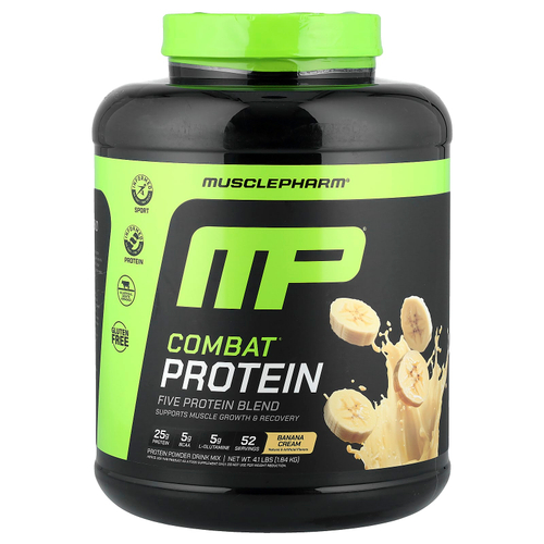 MusclePharm, Combat®, протеиновый порошок, со вкусом бананового крема, 1,84 кг (4,1 фунта)