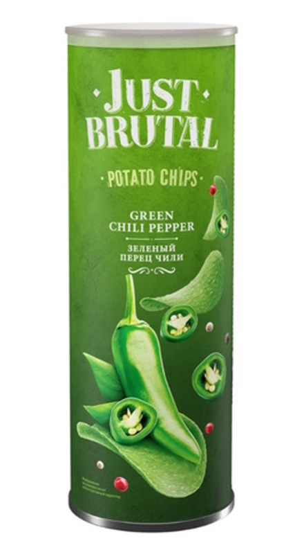 Чипсы "Just Brutal" Зеленый перец или 100г. туба Онега