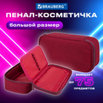 Пенал-косметичка BRAUBERG 1 отделение органайзер полиэстер 22x11 5x6 см винный