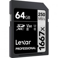 Карта памяти Lexar Professional 1667x Silver SDXC 64GB UHS-II U3 V60, R/W 250/120 МБ/с