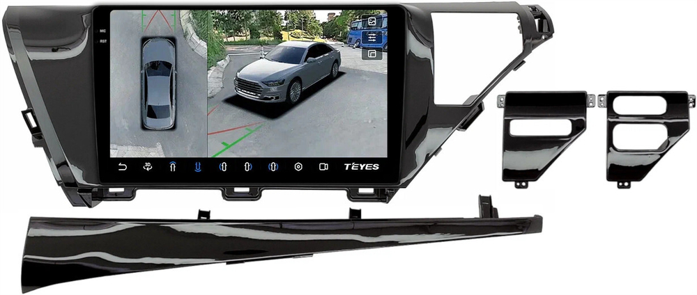 Магнитола для Toyota Camry 70 2017-2021 (без JBL) - Teyes CC3-2K-360 монитор 10.36" 2K QLED на Android 10, 6Гб+128Гб, CarPlay, 4G SIM-слот, 4 камеры в комплекте
