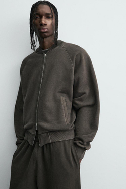 ZARA БОМБЕР С ЭФФЕКТОМ ПОТЕРТОСТИ, КОРИЧНЕВЫЙ