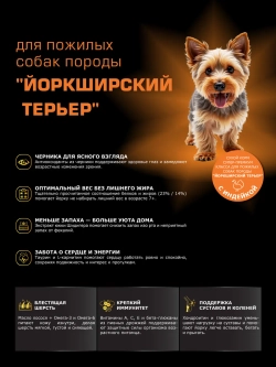 Корм для собак Йоркширский терьер старше 7 лет, индейка 12кг