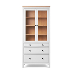 Шкаф-витрина Хемнэс Hemnes/Кымор, 3 ящика, 90х198х37 см, белый/светло-коричневый