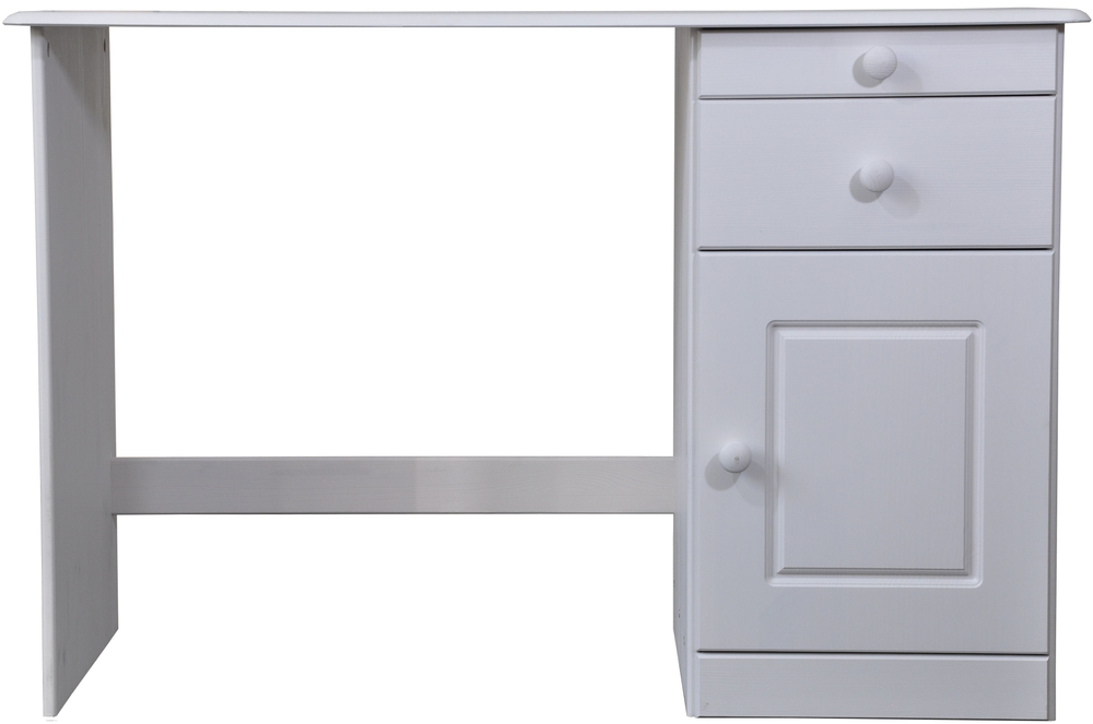 Письменный стол Вадим из массива сосны с ящиком и тумбой, белый