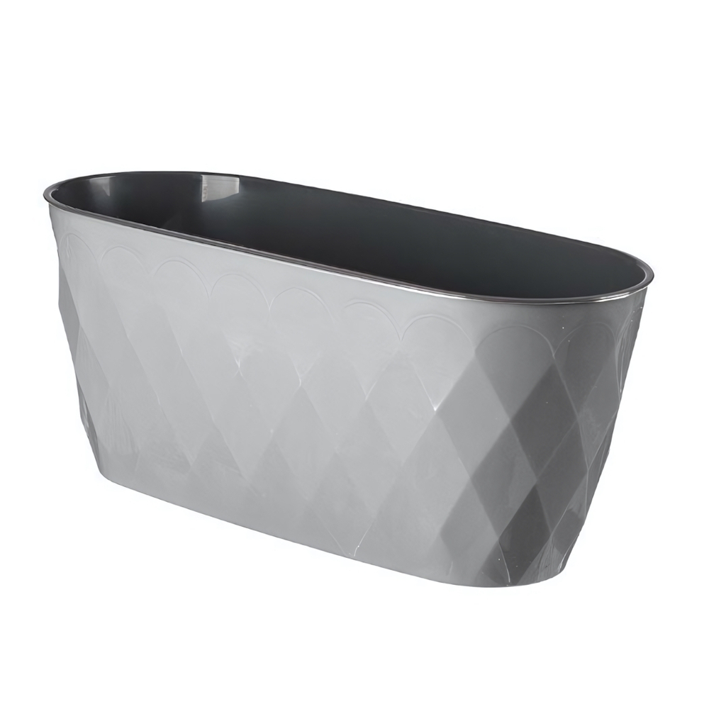 Горшок для цветов Laurel овальный 354*152*150 мм, 5 л с дренажной вставкой (серый)