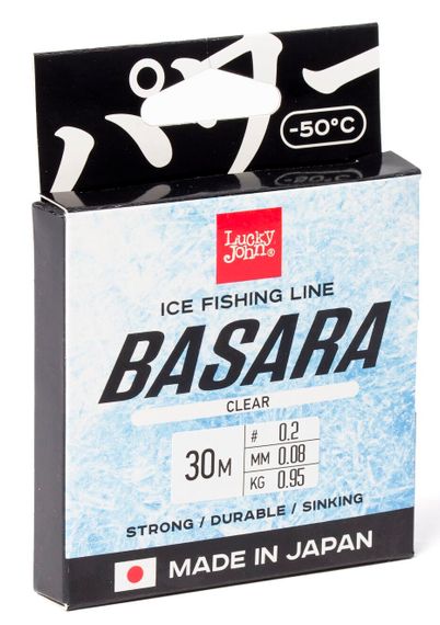 Леска монофильная зимняя Lucky John BASARA Clear 30 м, 0,08 мм