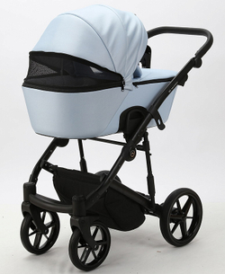 Детская коляска Adamex Mobi Deluxe 2 в 1 M-SD03 (ГОЛУБАЯ+ГОЛУБАЯ ПЕРЛ.КОЖА)