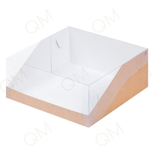 Коробка под торт с пластиковой крышкой 235*235*100 мм крафт, 10 шт