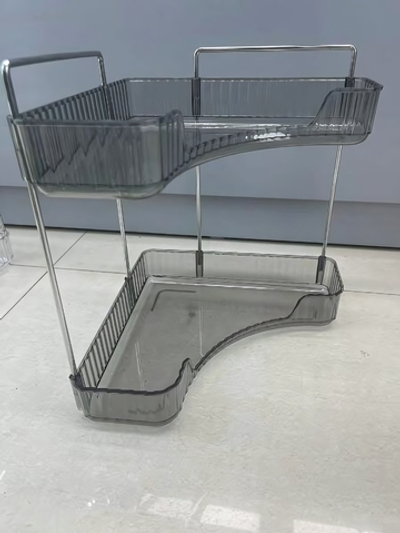 Полка для ванны угловая тройная «Фреш»серая 25,7х44,5х25,7см