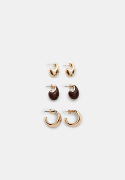 STRADIVARIUS Набор из 3 пар объемных мини-сережек, коричневый