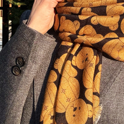 Шаль 120*120см, ТЭДДИ на чёрном