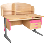 Растущая парта Дэми СУТ 25 с задней полкой СУТ.34.390 и навесной тумбой (1200×880 мм)