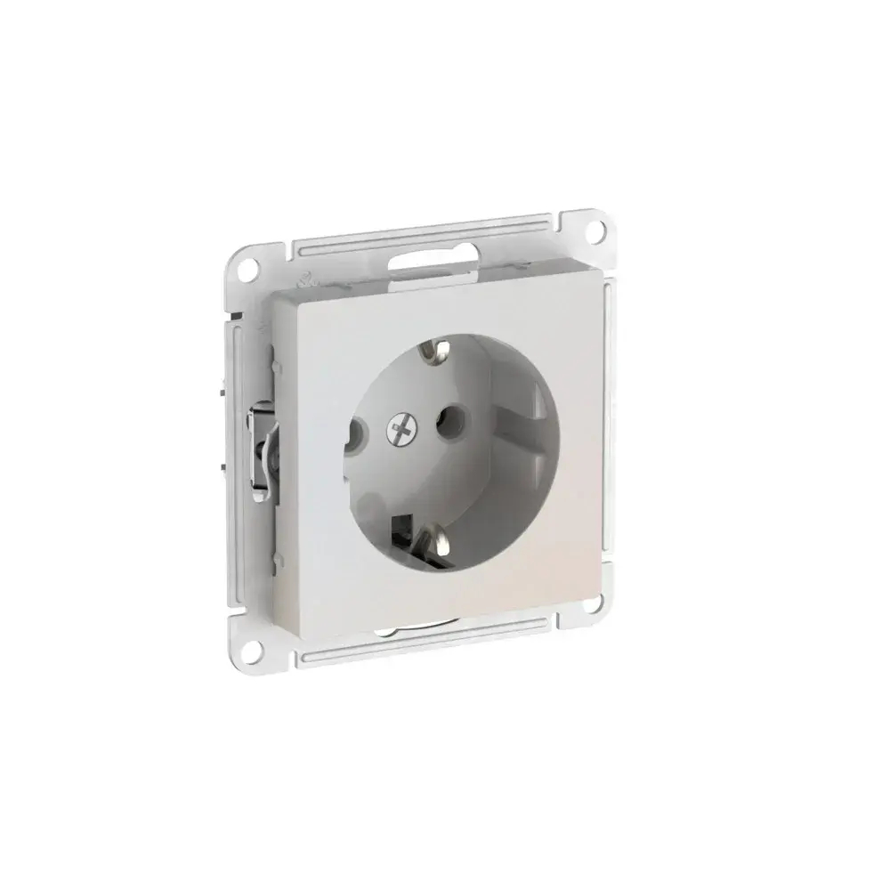 Atlas Design розетка с заземлением без шторок, 16А, мех., быстрозажим. клем., жемчуг