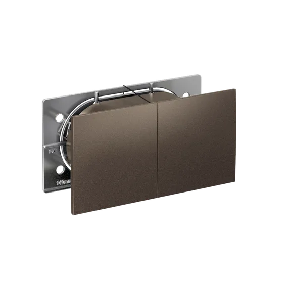 Розетка 2-м СП AtlasDesign 16А IP20 с заземл. защ. шторки со сдвижн. крышкой в сборе мокко SE ATN000628